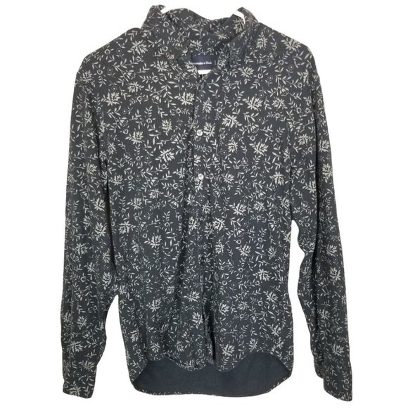 Abercrombie & Fitch Mens M Black Floral Long Sleev - Picture 1 of 8
